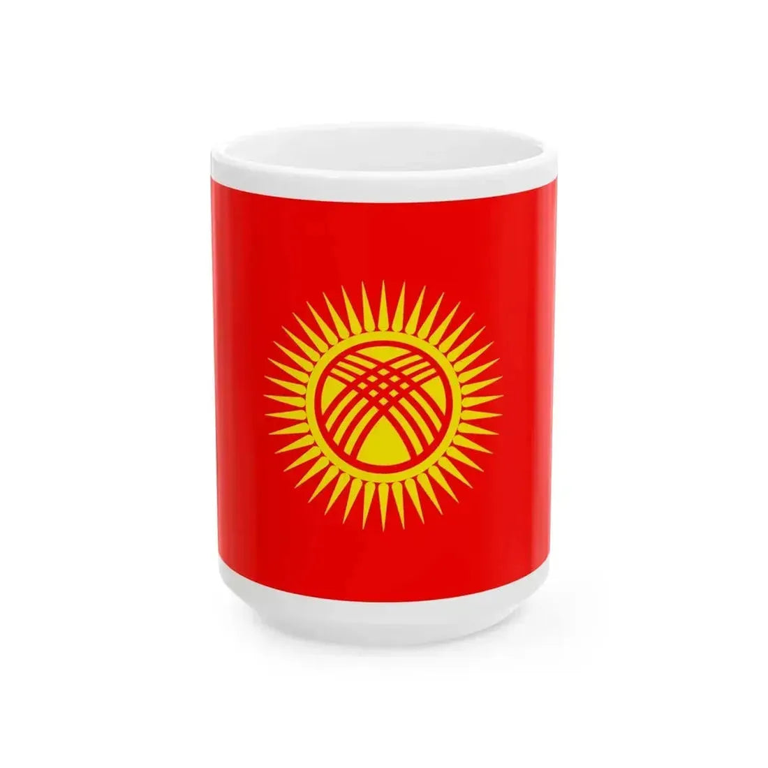 Flag of Kyrgyzstan 3-2 (Kyrgyzstan) White Coffee Mug 15oz - Go Mug Yourself