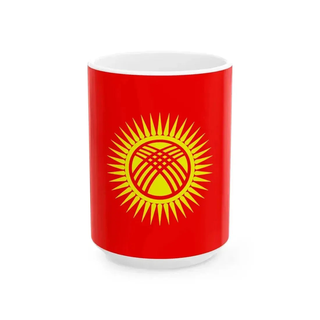 Flag of Kyrgyzstan (Kyrgyzstan) White Coffee Mug 15oz - Go Mug Yourself