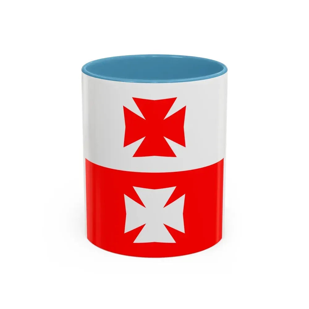 Flag of La Chaux Switzerland - Accent Coffee Mug 11oz Light Blue - Go Mug Yourself