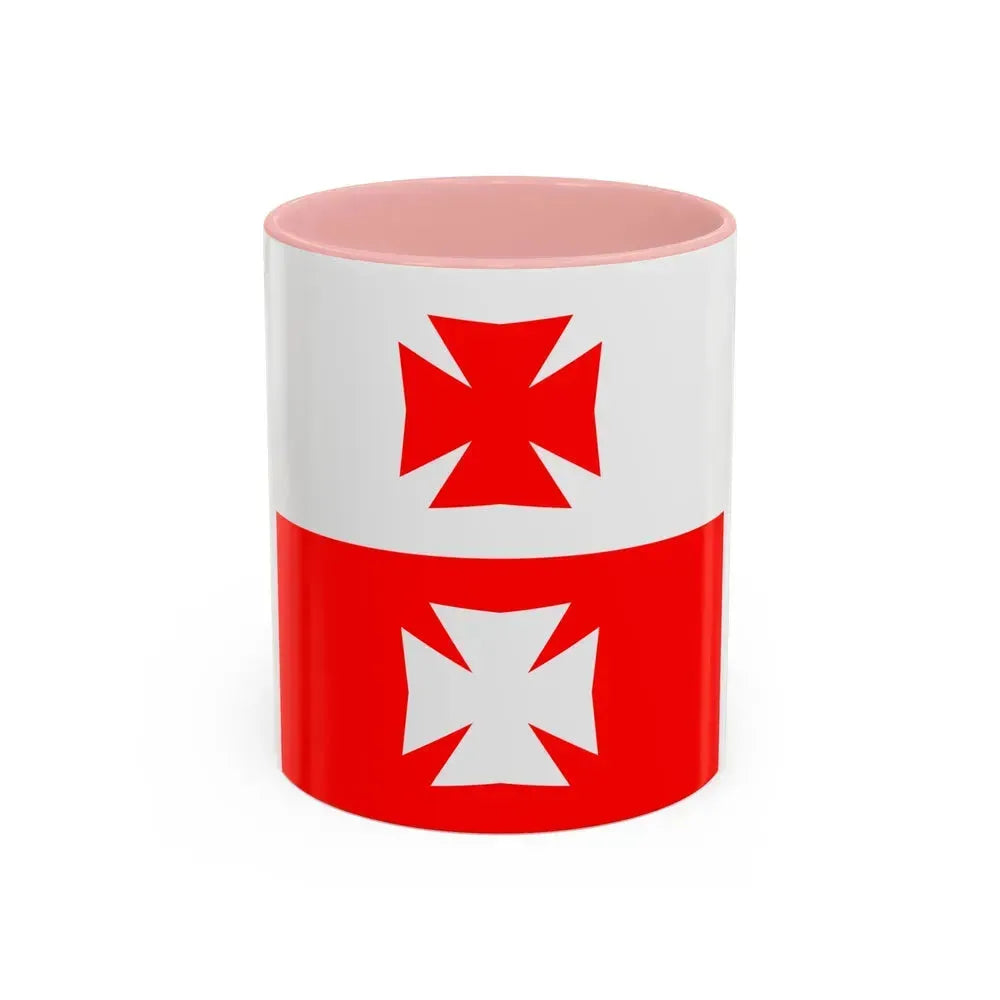 Flag of La Chaux Switzerland - Accent Coffee Mug 11oz Pink - Go Mug Yourself