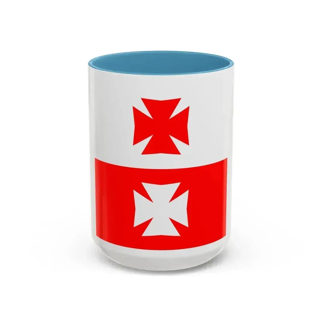Flag of La Chaux Switzerland - Accent Coffee Mug 15oz Light Blue - Go Mug Yourself