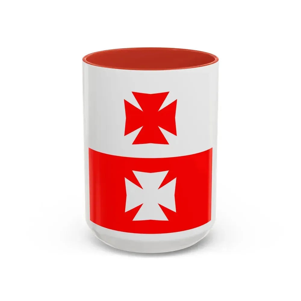 Flag of La Chaux Switzerland - Accent Coffee Mug 15oz Red - Go Mug Yourself