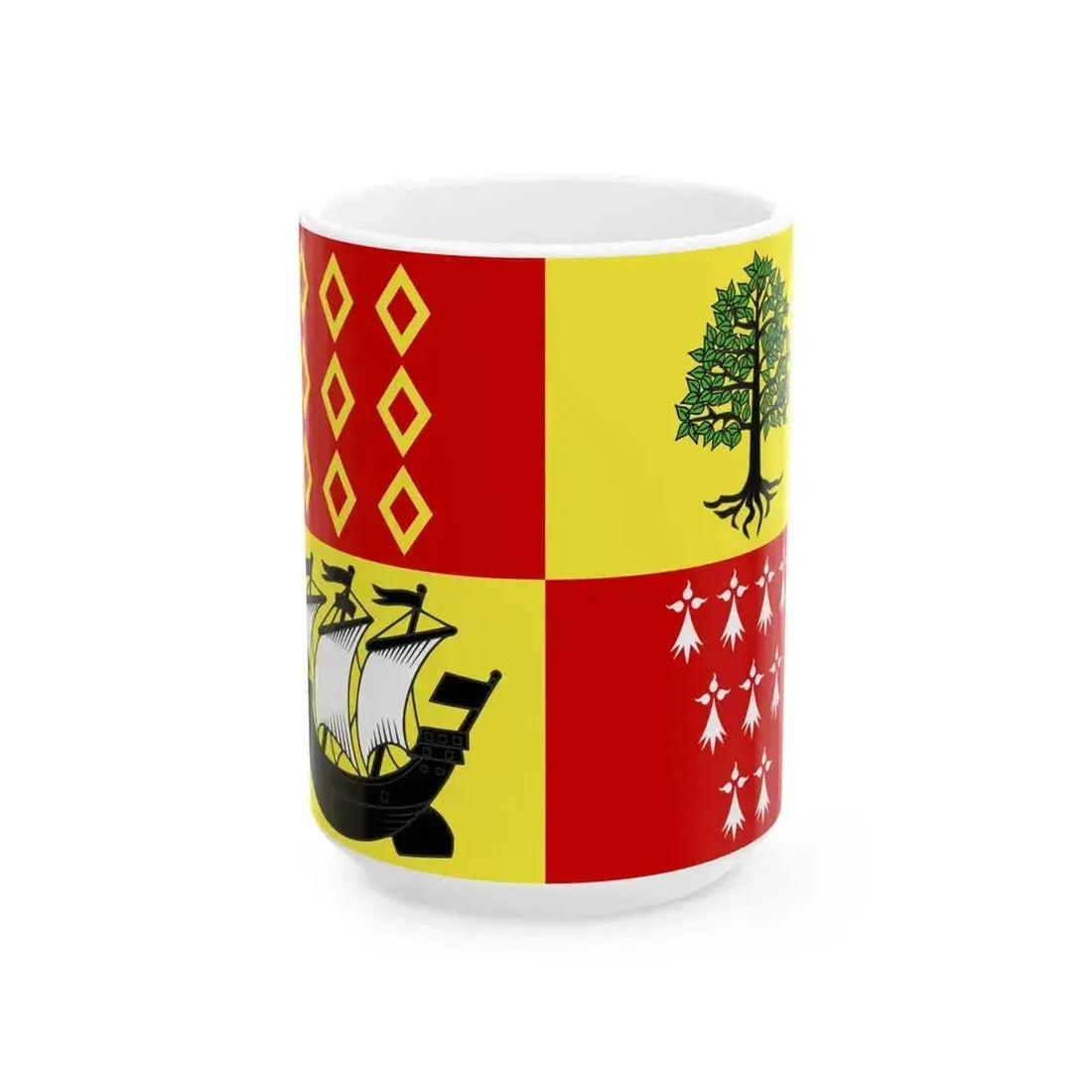 Flag of La Forest-Landerneau (France) White Coffee Mug 15oz - Go Mug Yourself