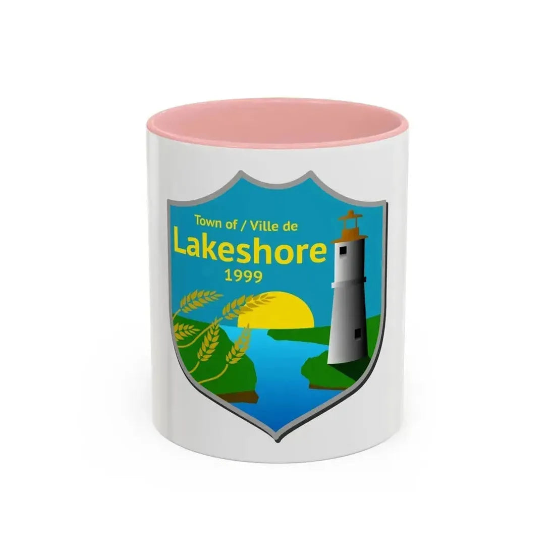 Flag of Lakeshore Ontario Canada - Accent Coffee Mug 11oz Pink - Go Mug Yourself