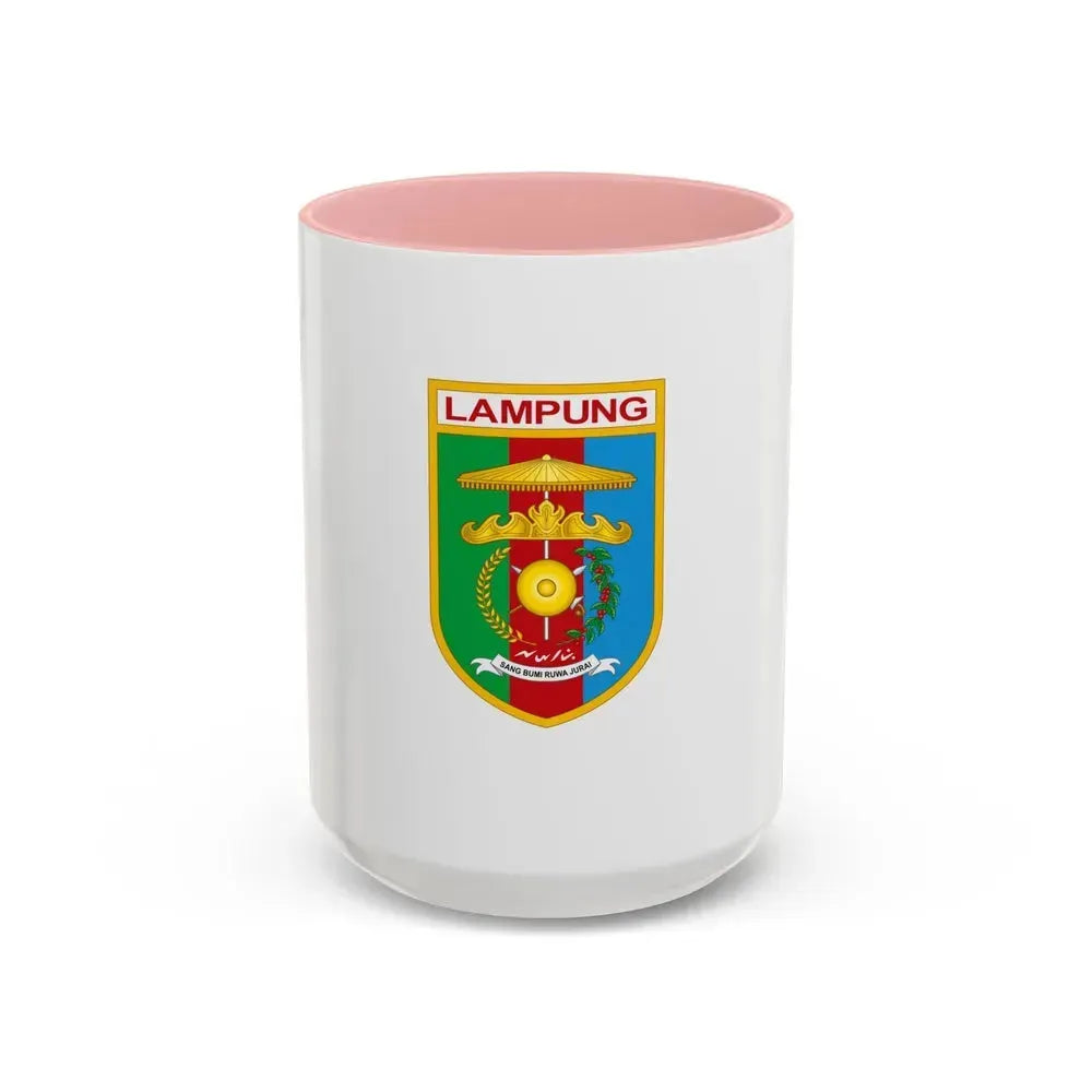 Flag of Lampung Indonesia - Accent Coffee Mug 15oz Pink - Go Mug Yourself