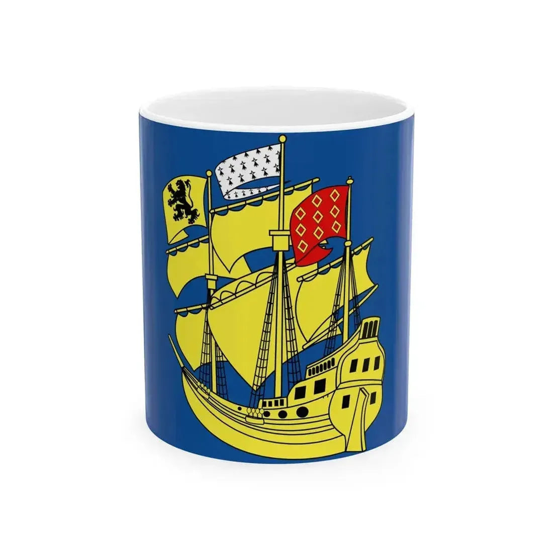 Flag of Landerneau (France) White Coffee Mug 11oz - Go Mug Yourself