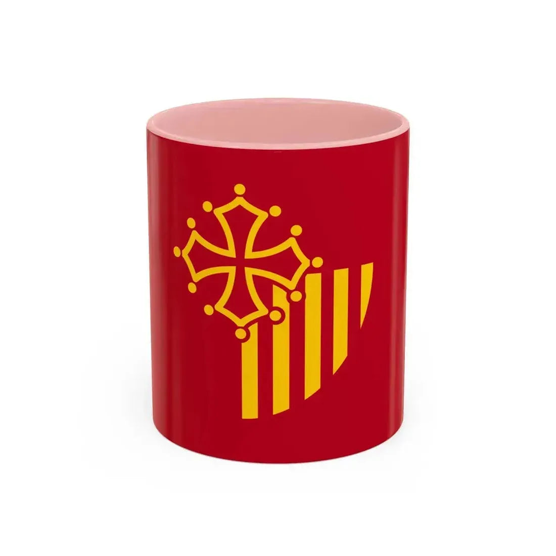 Flag of Languedoc Roussillon France - Accent Coffee Mug 11oz Pink - Go Mug Yourself