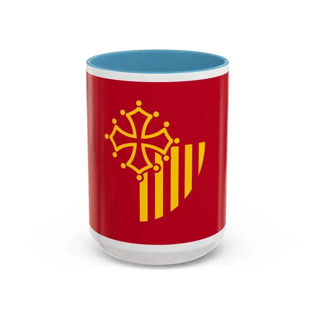 Flag of Languedoc Roussillon France - Accent Coffee Mug 15oz Light Blue - Go Mug Yourself