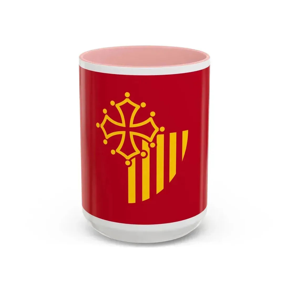 Flag of Languedoc Roussillon France - Accent Coffee Mug 15oz Pink - Go Mug Yourself