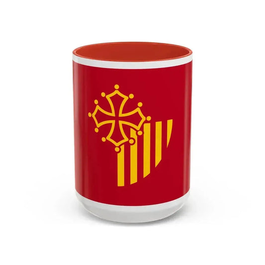 Flag of Languedoc Roussillon France - Accent Coffee Mug 15oz Red - Go Mug Yourself
