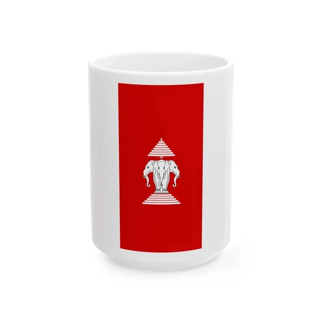 Flag of Laos hanging 1952-1975 (Laos) White Coffee Mug 15oz - Go Mug Yourself