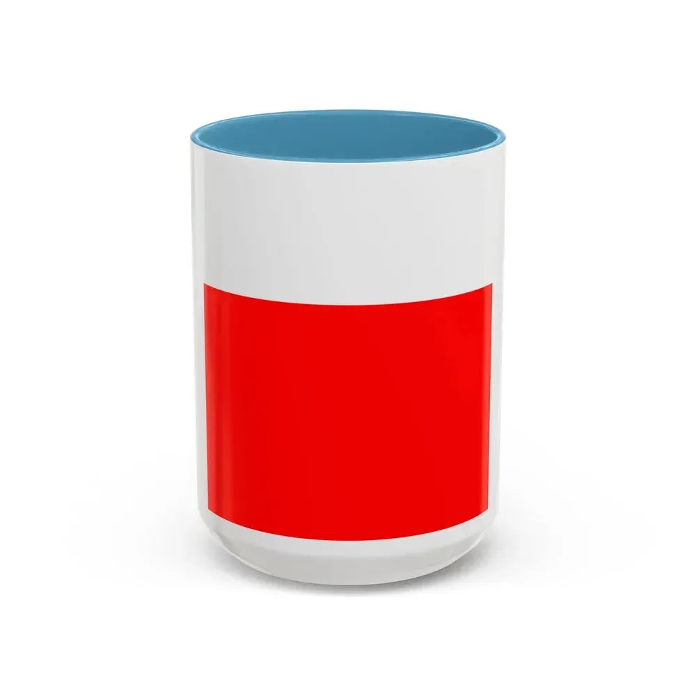 Flag of Lausanne Switzerland - Accent Coffee Mug 15oz Light Blue - Go Mug Yourself
