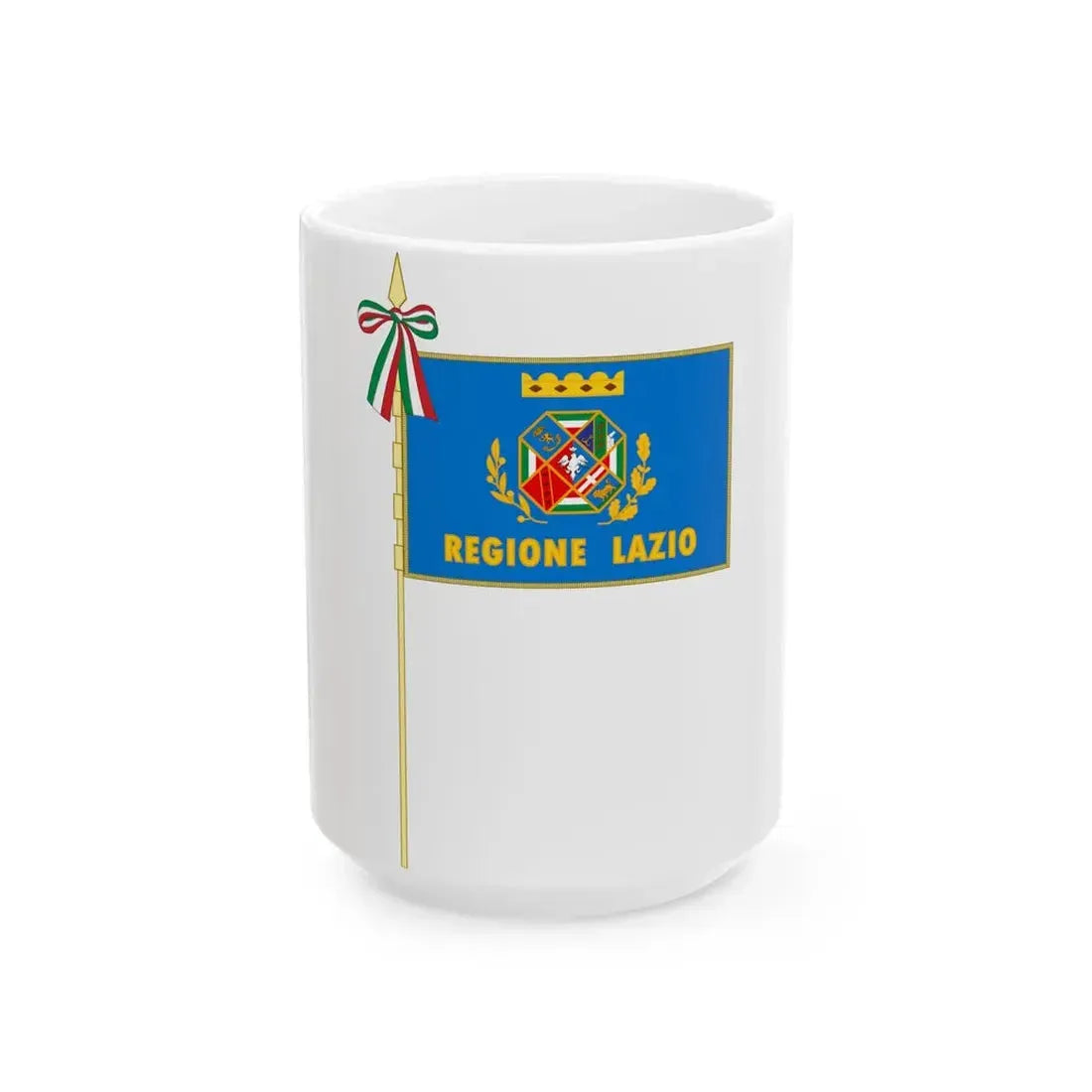 Flag of Lazio Complete (Italy) White Coffee Mug 15oz - Go Mug Yourself
