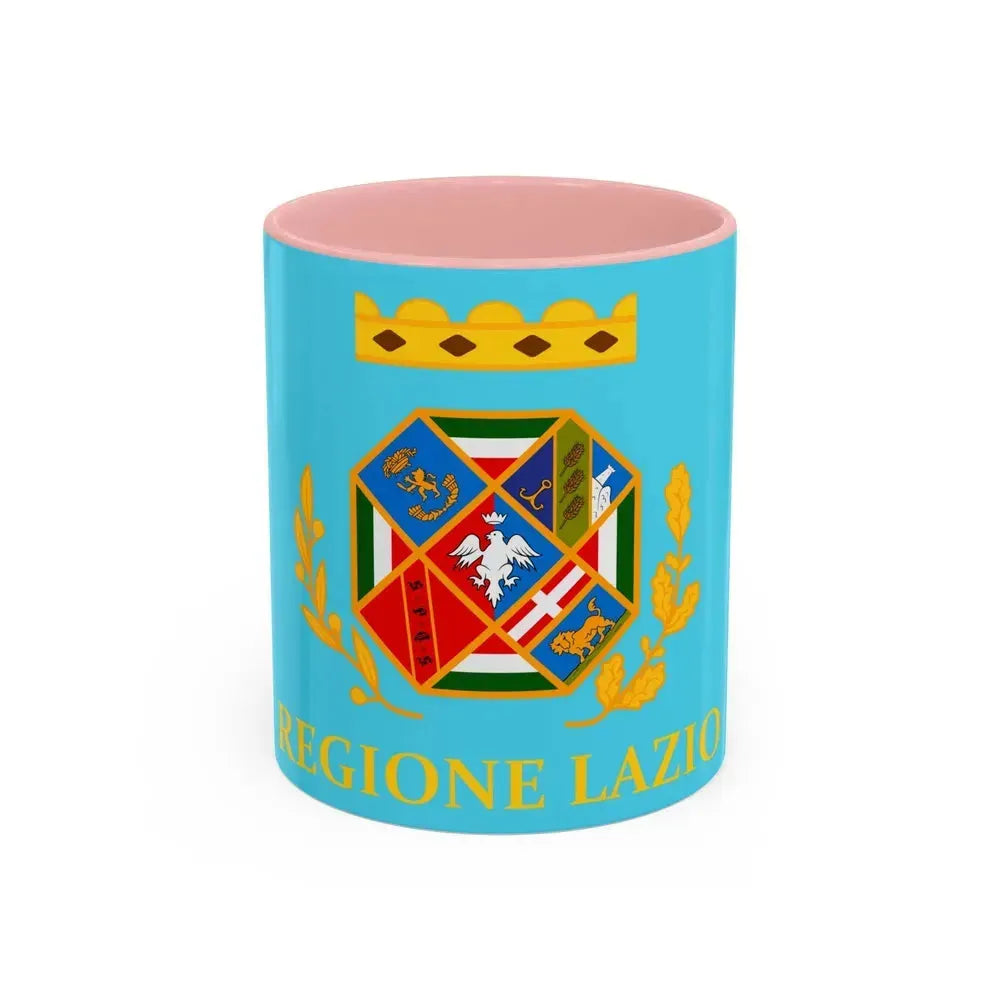 Flag of Lazio Italy - Accent Coffee Mug 11oz Pink - Go Mug Yourself