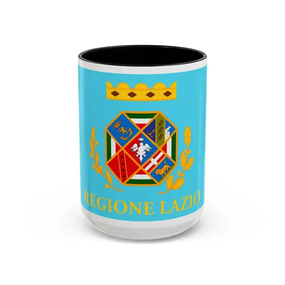 Flag of Lazio Italy - Accent Coffee Mug 15oz Black - Go Mug Yourself