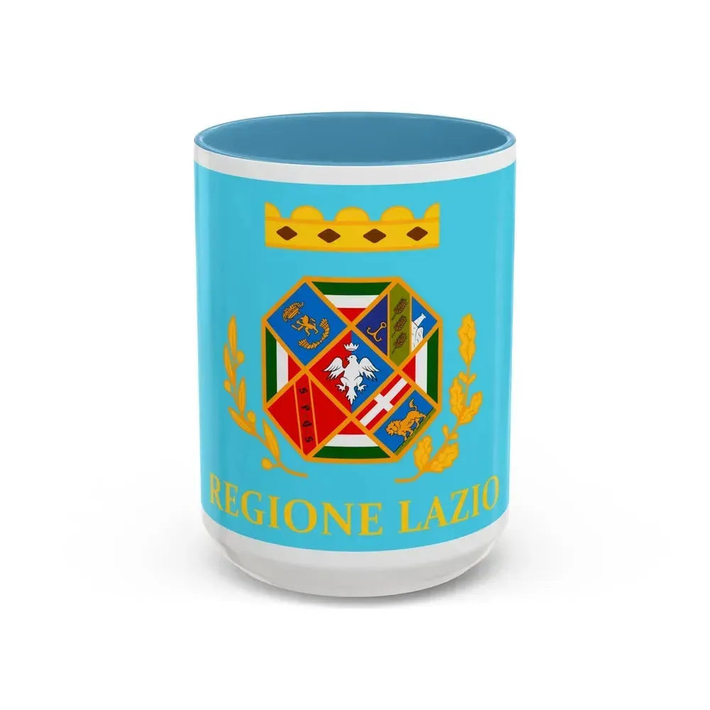 Flag of Lazio Italy - Accent Coffee Mug 15oz Light Blue - Go Mug Yourself
