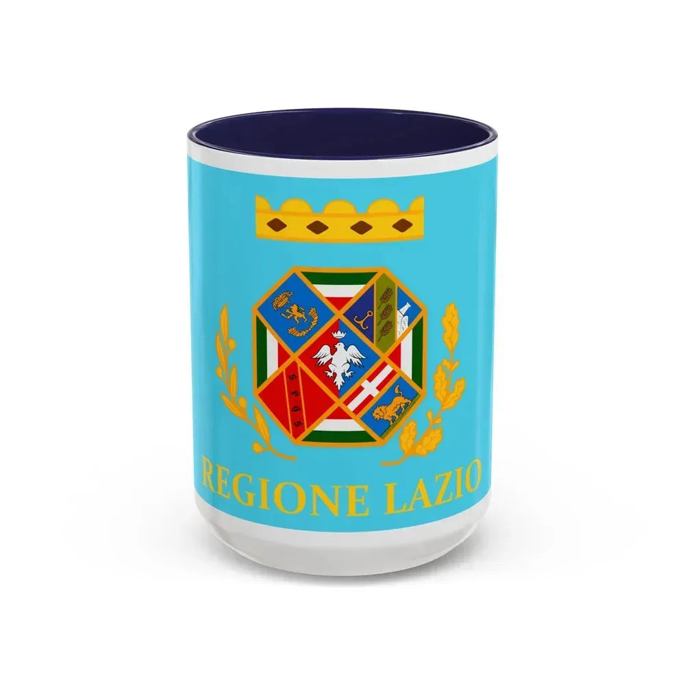 Flag of Lazio Italy - Accent Coffee Mug 15oz Navy - Go Mug Yourself
