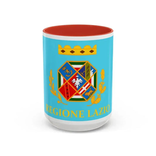 Flag of Lazio Italy - Accent Coffee Mug 15oz Red - Go Mug Yourself