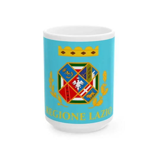 Flag of Lazio Italy - White Coffee Mug 15oz - Go Mug Yourself