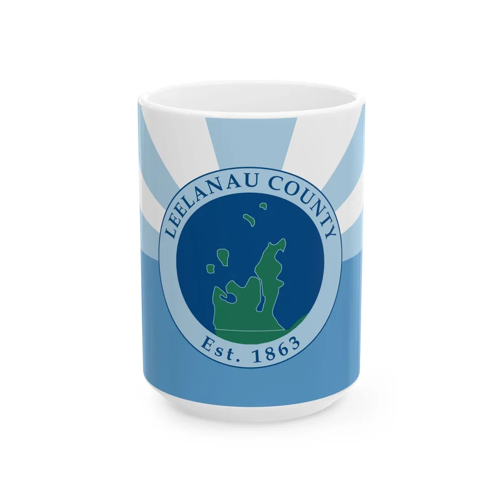 Flag of Leelanau County Michigan (United States) White Coffee Mug 15oz - Go Mug Yourself