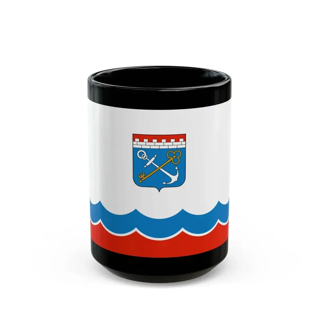 Flag of Leningrad Oblast Russia - Black Coffee Mug 15oz - Go Mug Yourself