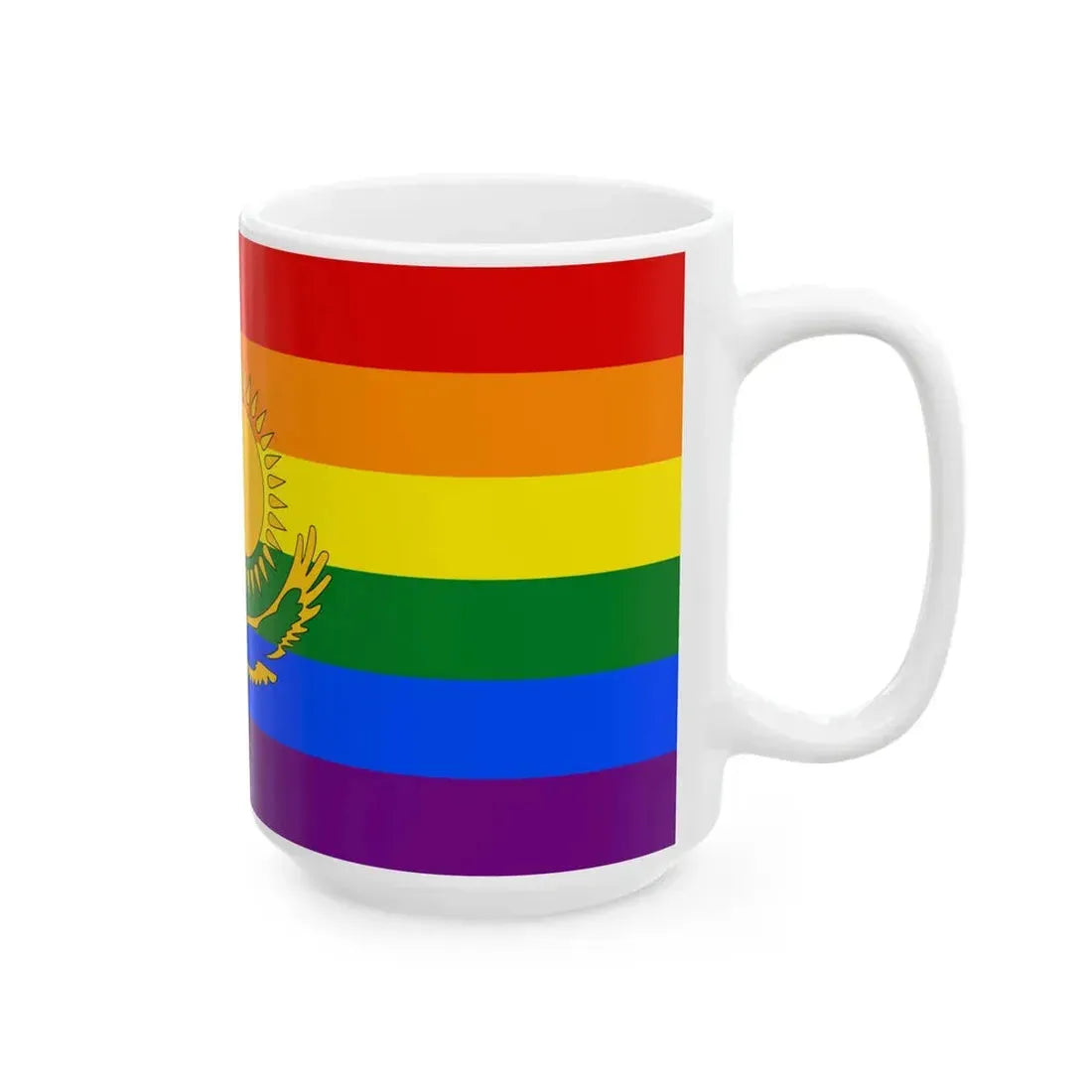 Flag of LGBT Kazakhstan (Kazakhstan) White Coffee Mug - Go Mug Yourself