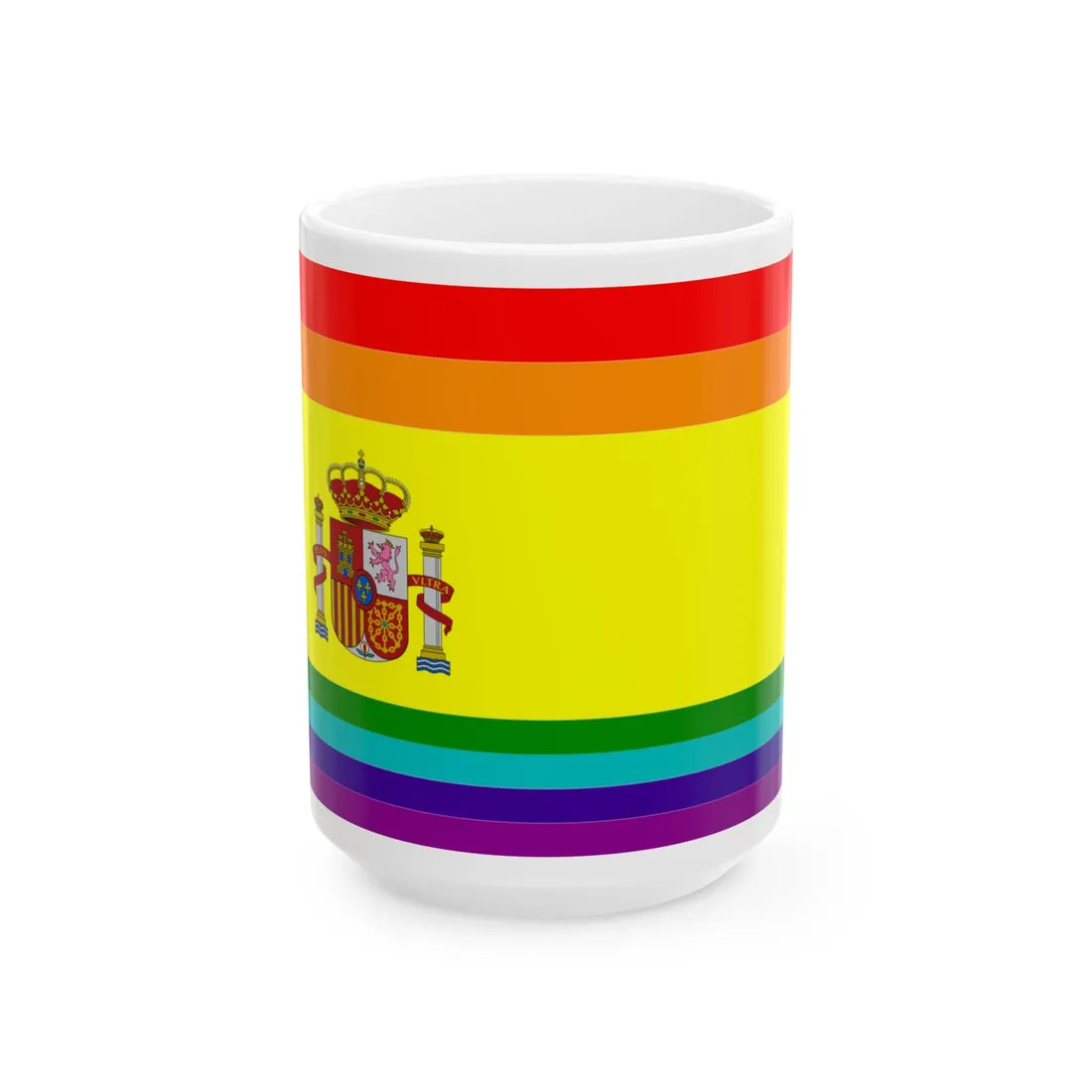 Flag of LGBT Spain (Spain) White Coffee Mug 15oz - Go Mug Yourself
