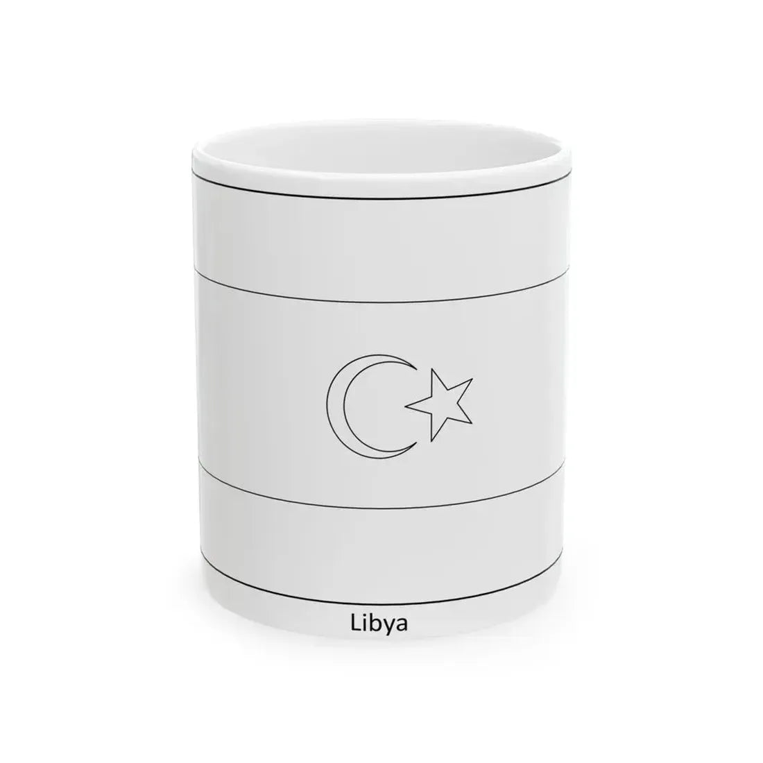Flag of Libya colouring page (Libya) White Coffee Mug 11oz - Go Mug Yourself