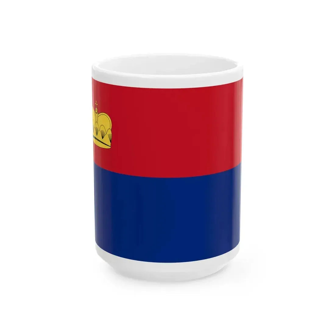 Flag of Liechtenstein 1936 Summer Olympics 3-2 including crown (Liechtenstein) White Coffee Mug 15oz - Go Mug Yourself