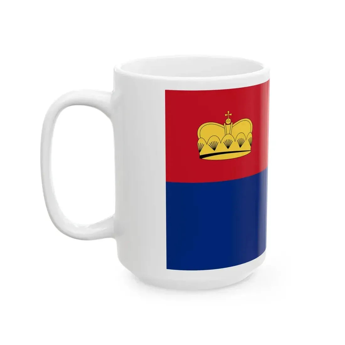Flag of Liechtenstein 1936 Summer Olympics including crown (Liechtenstein) White Coffee Mug - Go Mug Yourself