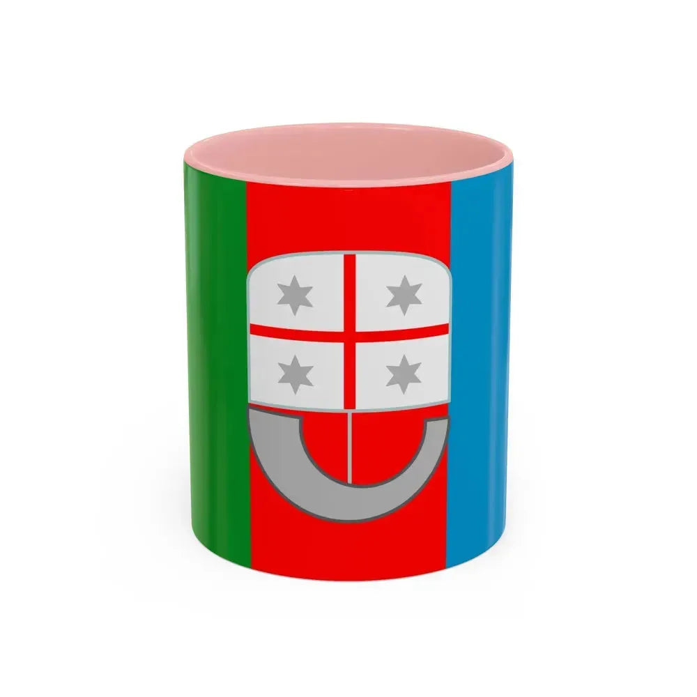 Flag of Liguria Italy - Accent Coffee Mug 11oz Pink - Go Mug Yourself
