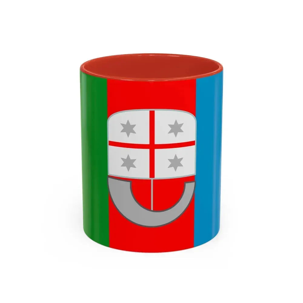 Flag of Liguria Italy - Accent Coffee Mug 11oz Red - Go Mug Yourself