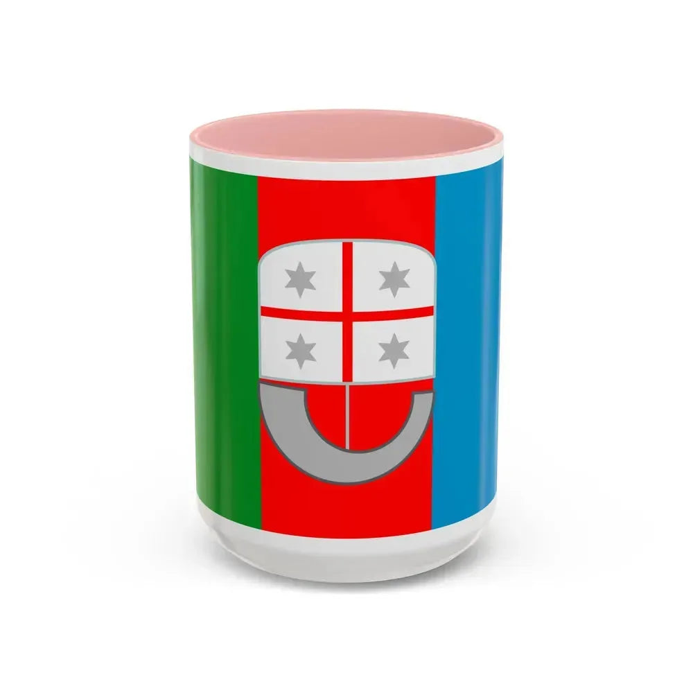 Flag of Liguria Italy - Accent Coffee Mug 15oz Pink - Go Mug Yourself