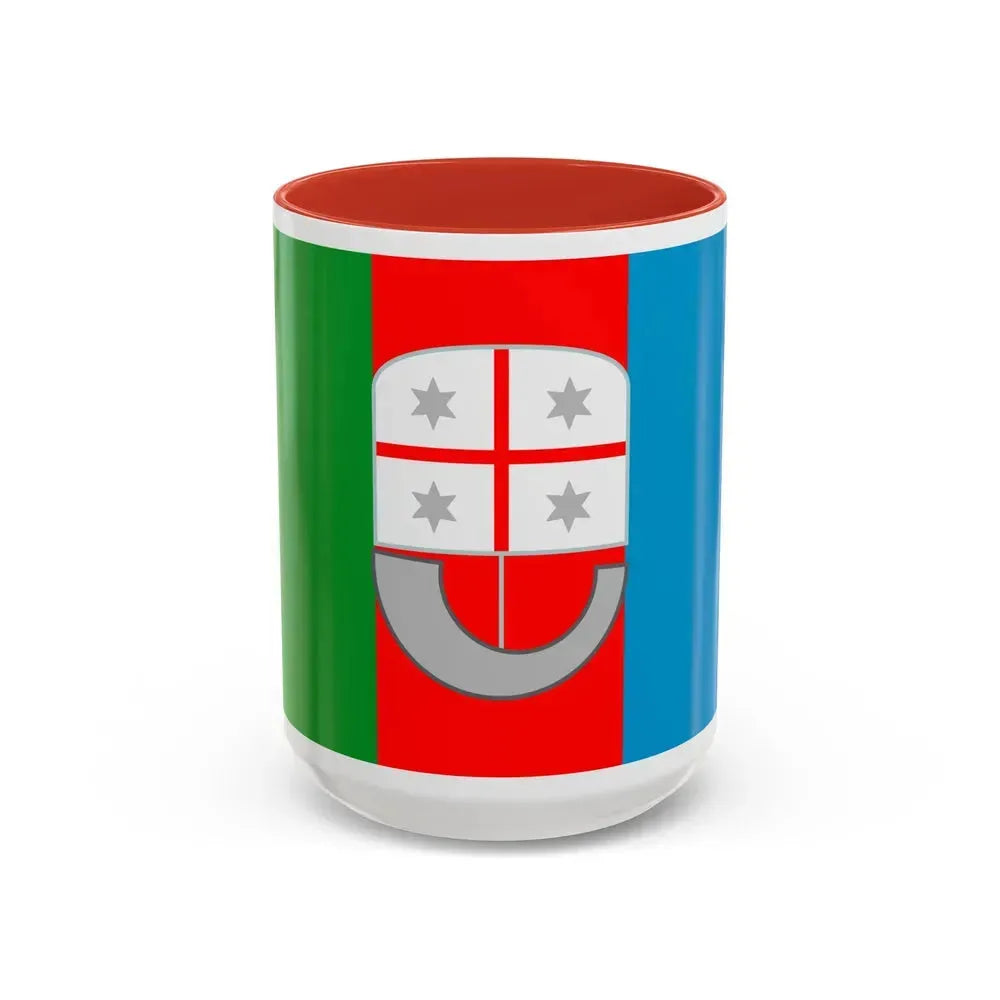 Flag of Liguria Italy - Accent Coffee Mug 15oz Red - Go Mug Yourself