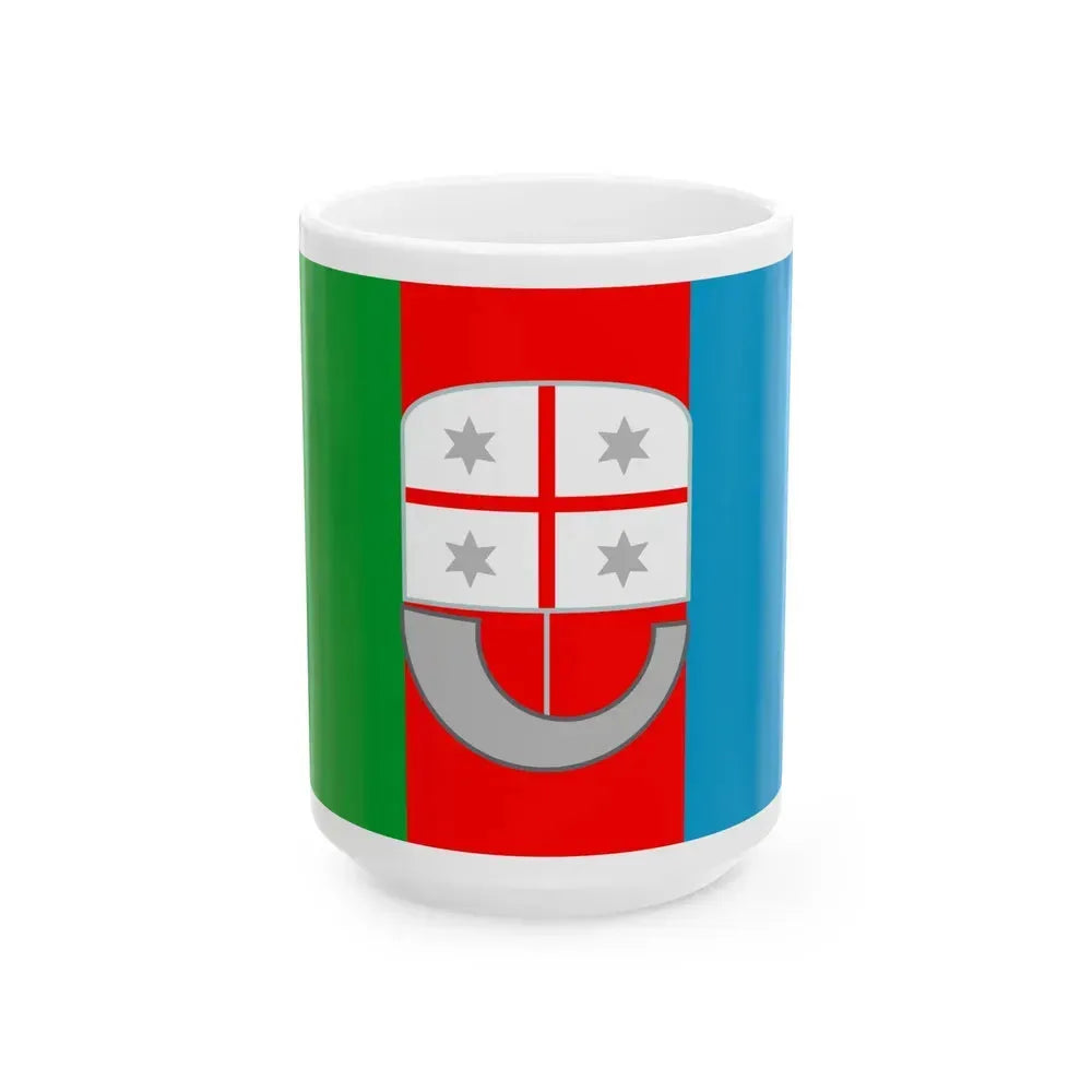 Flag of Liguria Italy - White Coffee Mug 15oz - Go Mug Yourself
