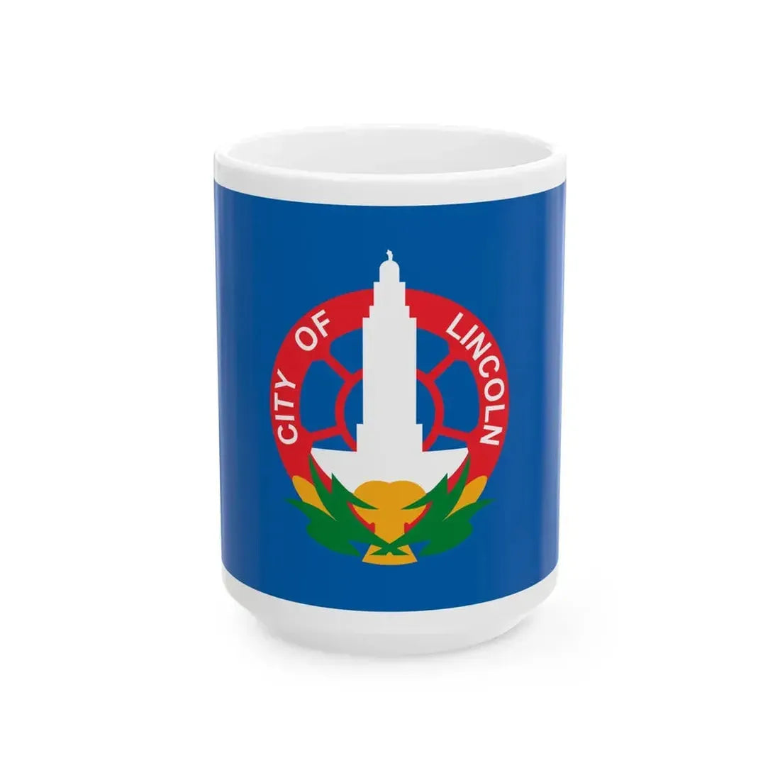 Flag of Lincoln Nebraska 1931-2022 (United States) White Coffee Mug 15oz - Go Mug Yourself