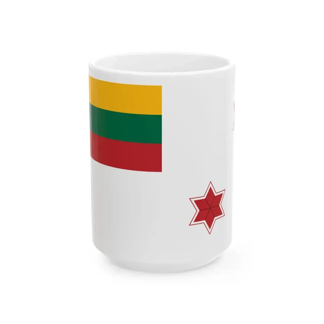 Flag of Lithuania Naval commander 2 stars (Lithuania) White Coffee Mug 15oz - Go Mug Yourself