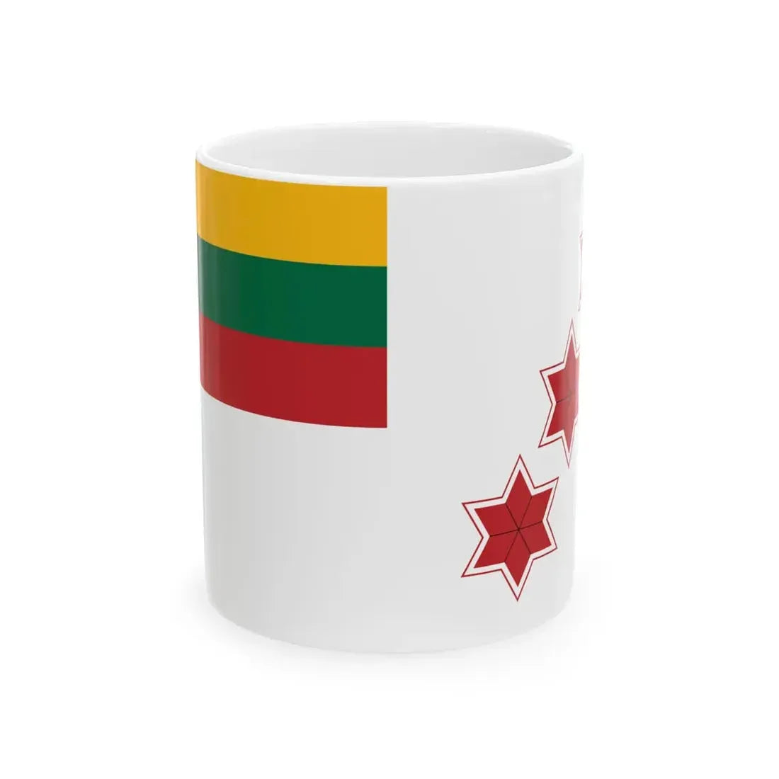 Flag of Lithuania Naval commander 3 stars (Lithuania) White Coffee Mug 11oz - Go Mug Yourself