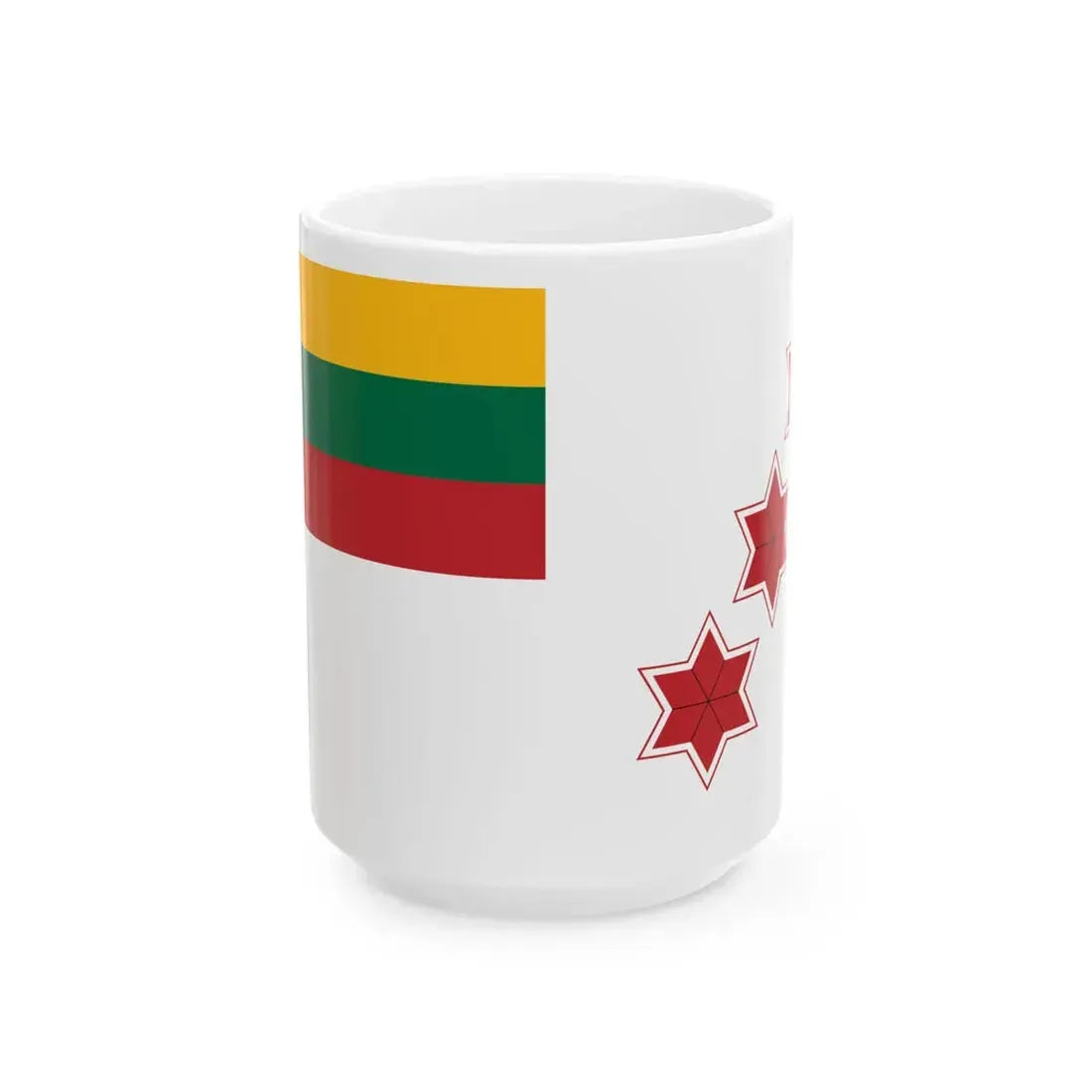 Flag of Lithuania Naval commander 3 stars (Lithuania) White Coffee Mug 15oz - Go Mug Yourself