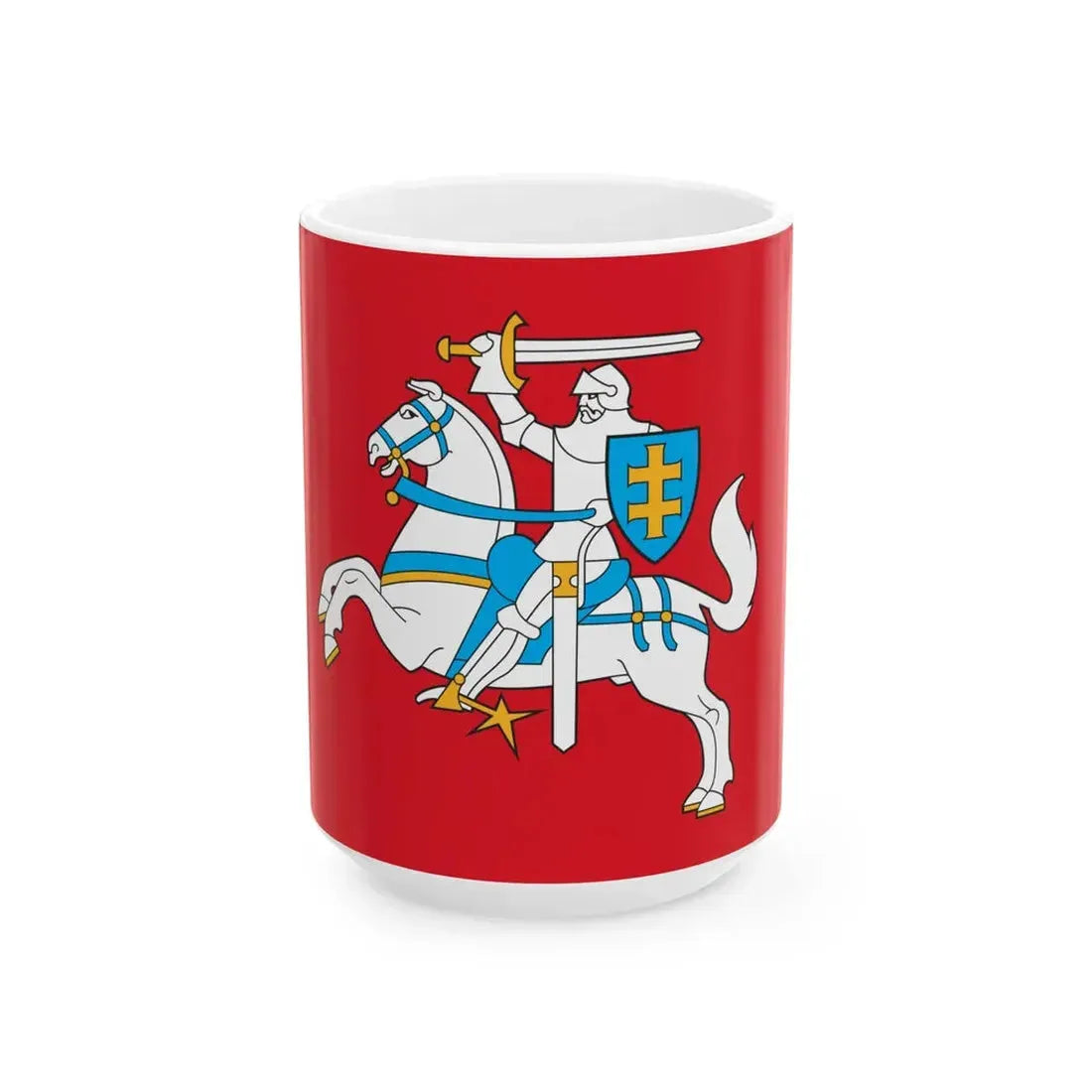 Flag of Lithuania state (Lithuania) White Coffee Mug 15oz - Go Mug Yourself