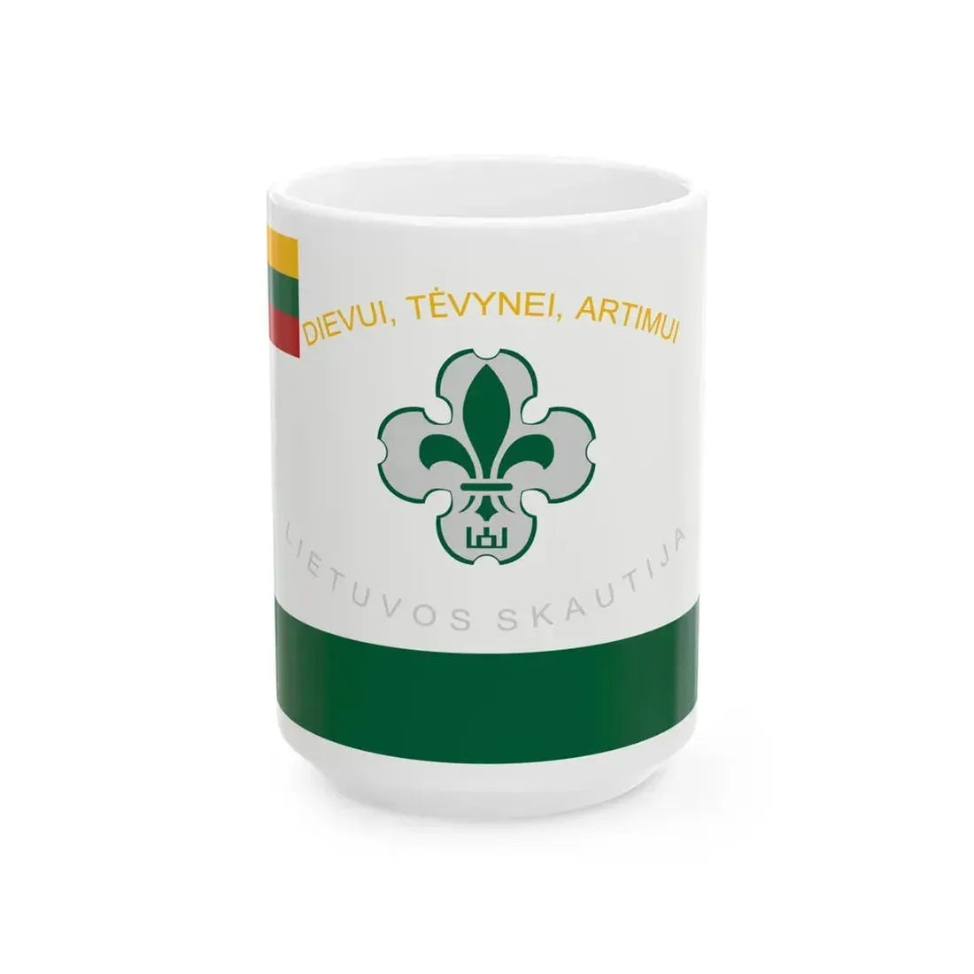 Flag of Lithuanian Scout (Lithuania) White Coffee Mug 15oz - Go Mug Yourself
