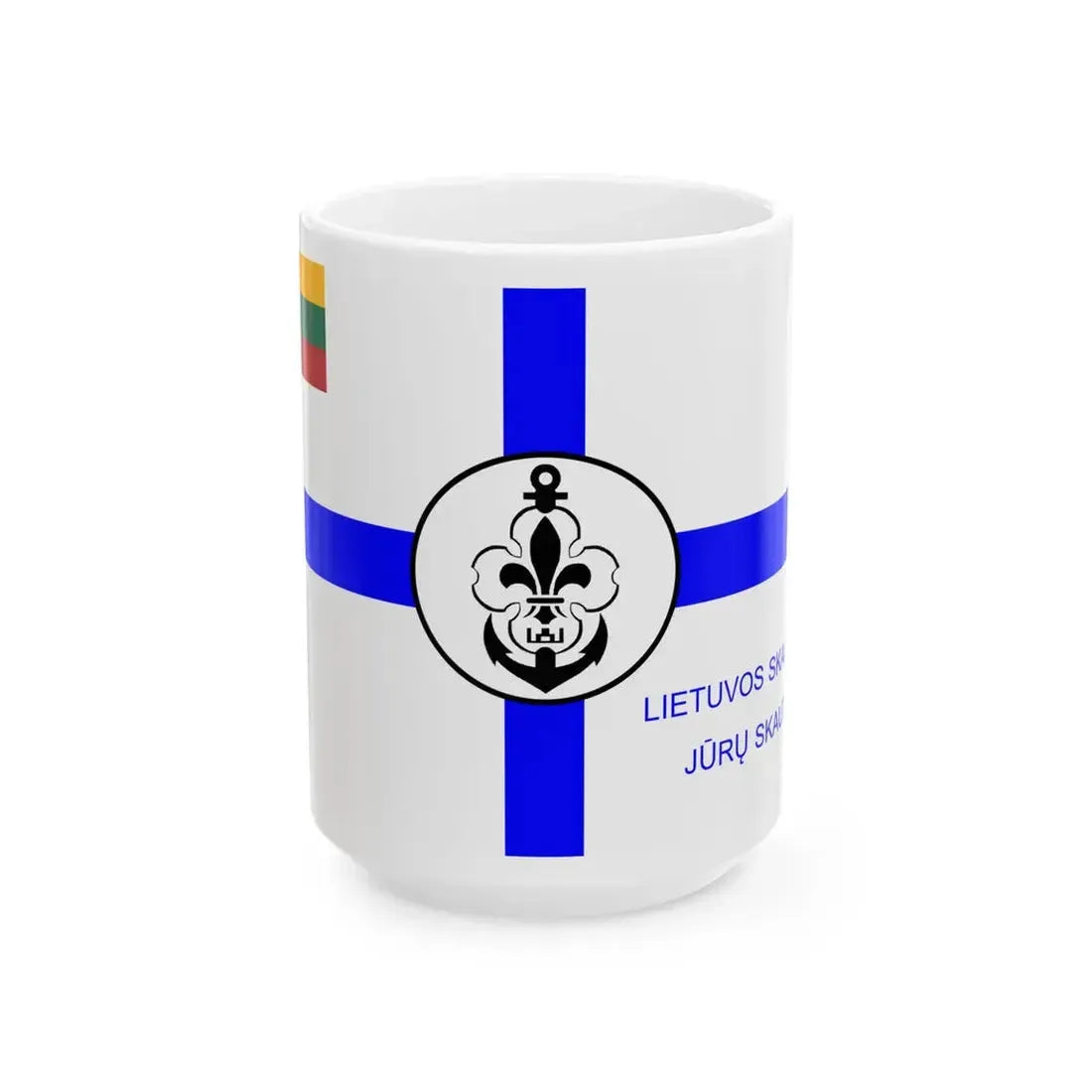 Flag of Lithuanian Sea Scout obverse (Lithuania) White Coffee Mug 15oz - Go Mug Yourself