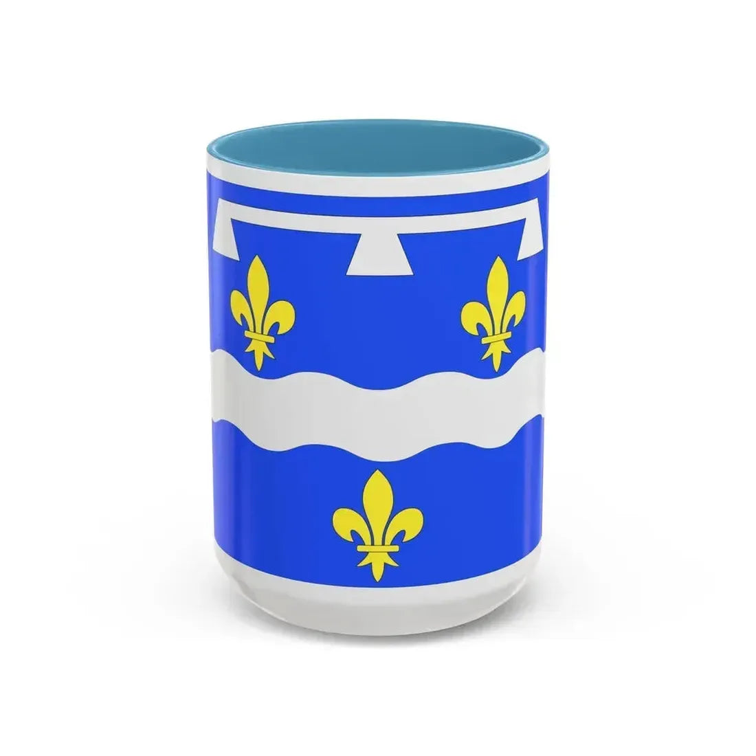 Flag of Loiret France 2 - Accent Coffee Mug 15oz Light Blue - Go Mug Yourself