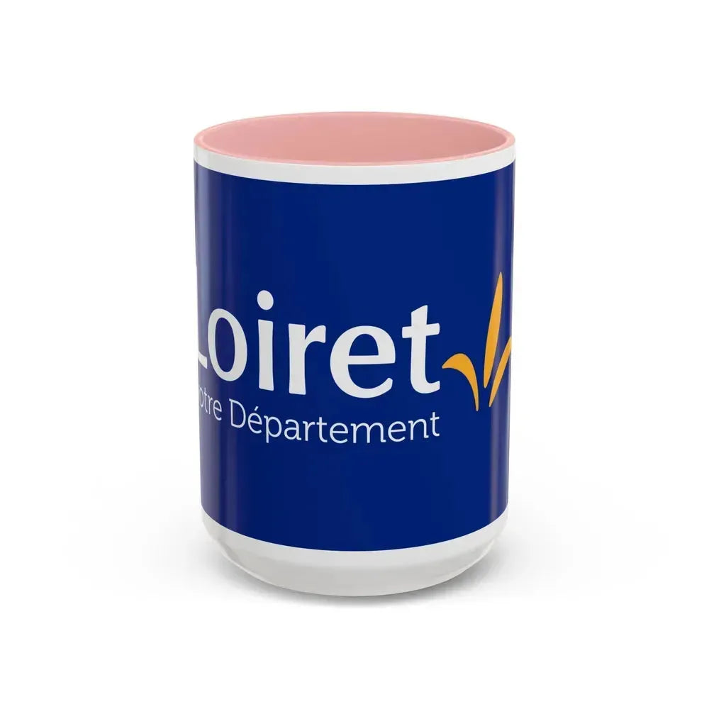 Flag of Loiret France - Accent Coffee Mug 15oz Pink - Go Mug Yourself