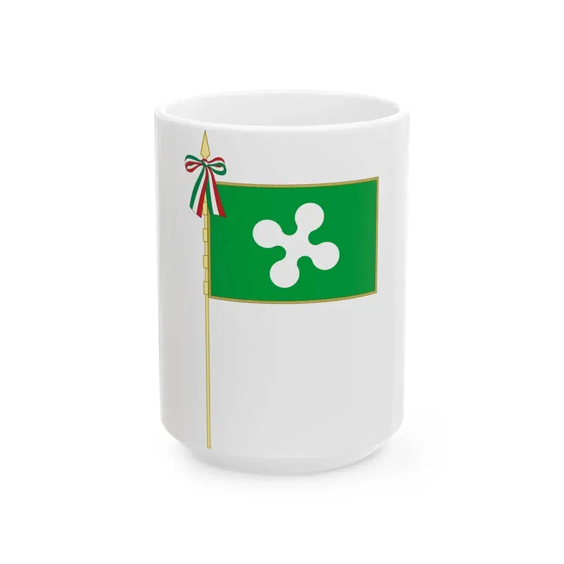 Flag of Lombardy Complete (Italy) White Coffee Mug 15oz - Go Mug Yourself