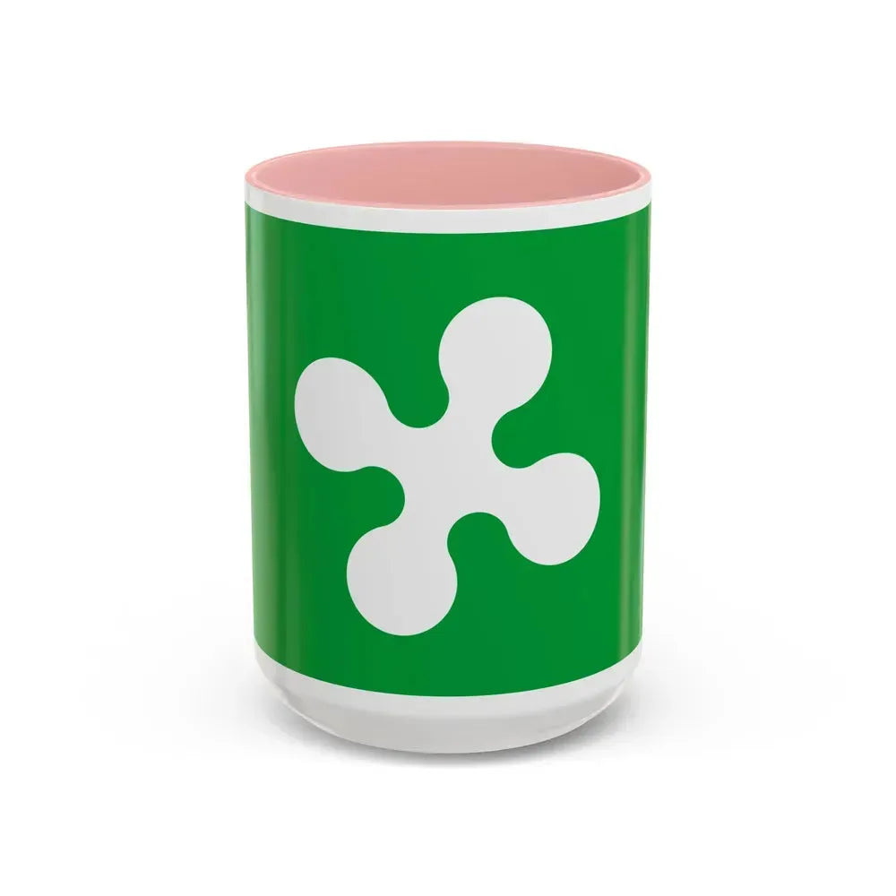 Flag of Lombardy Italy - Accent Coffee Mug 15oz Pink - Go Mug Yourself