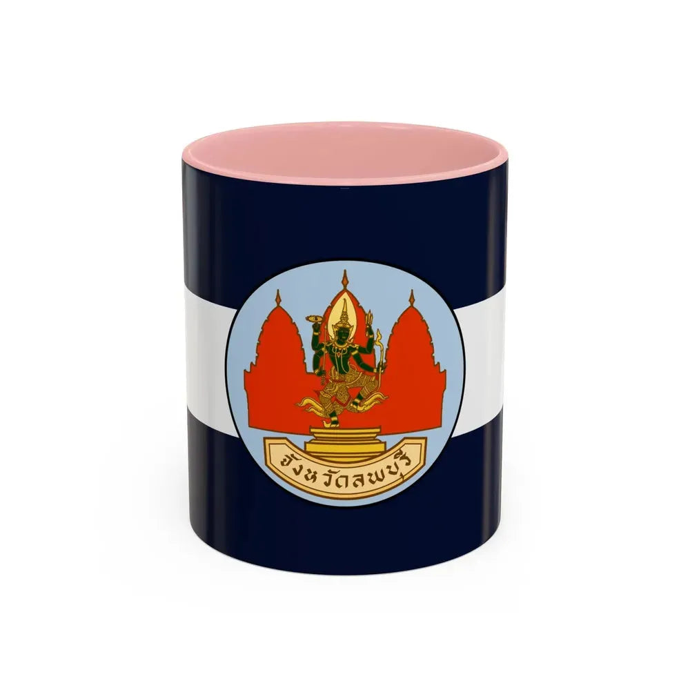 Flag of Lop Buri Province Thailand - Accent Coffee Mug 11oz Pink - Go Mug Yourself