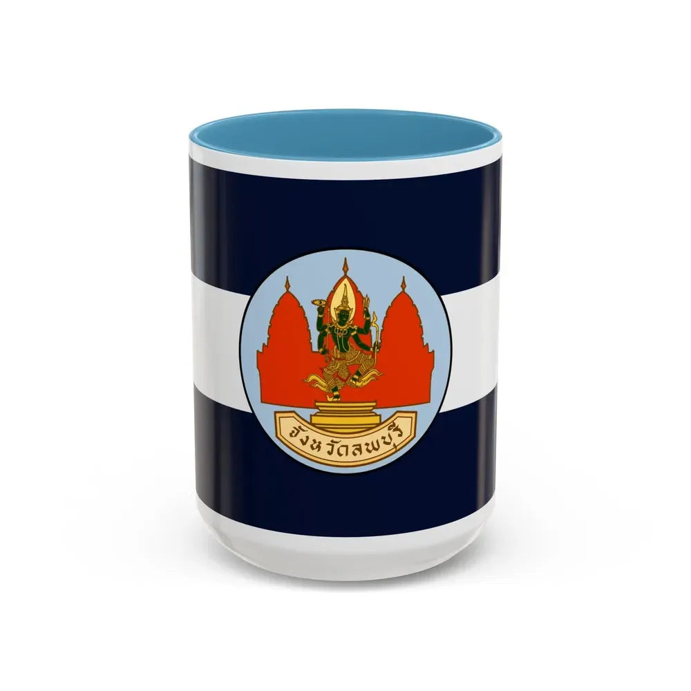 Flag of Lop Buri Province Thailand - Accent Coffee Mug 15oz Light Blue - Go Mug Yourself