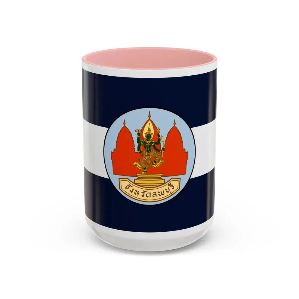 Flag of Lop Buri Province Thailand - Accent Coffee Mug 15oz Pink - Go Mug Yourself
