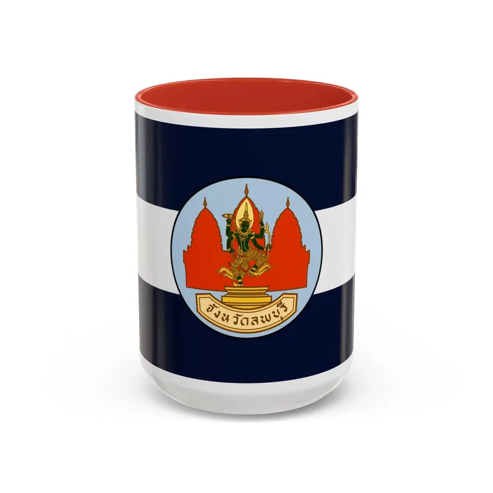 Flag of Lop Buri Province Thailand - Accent Coffee Mug 15oz Red - Go Mug Yourself